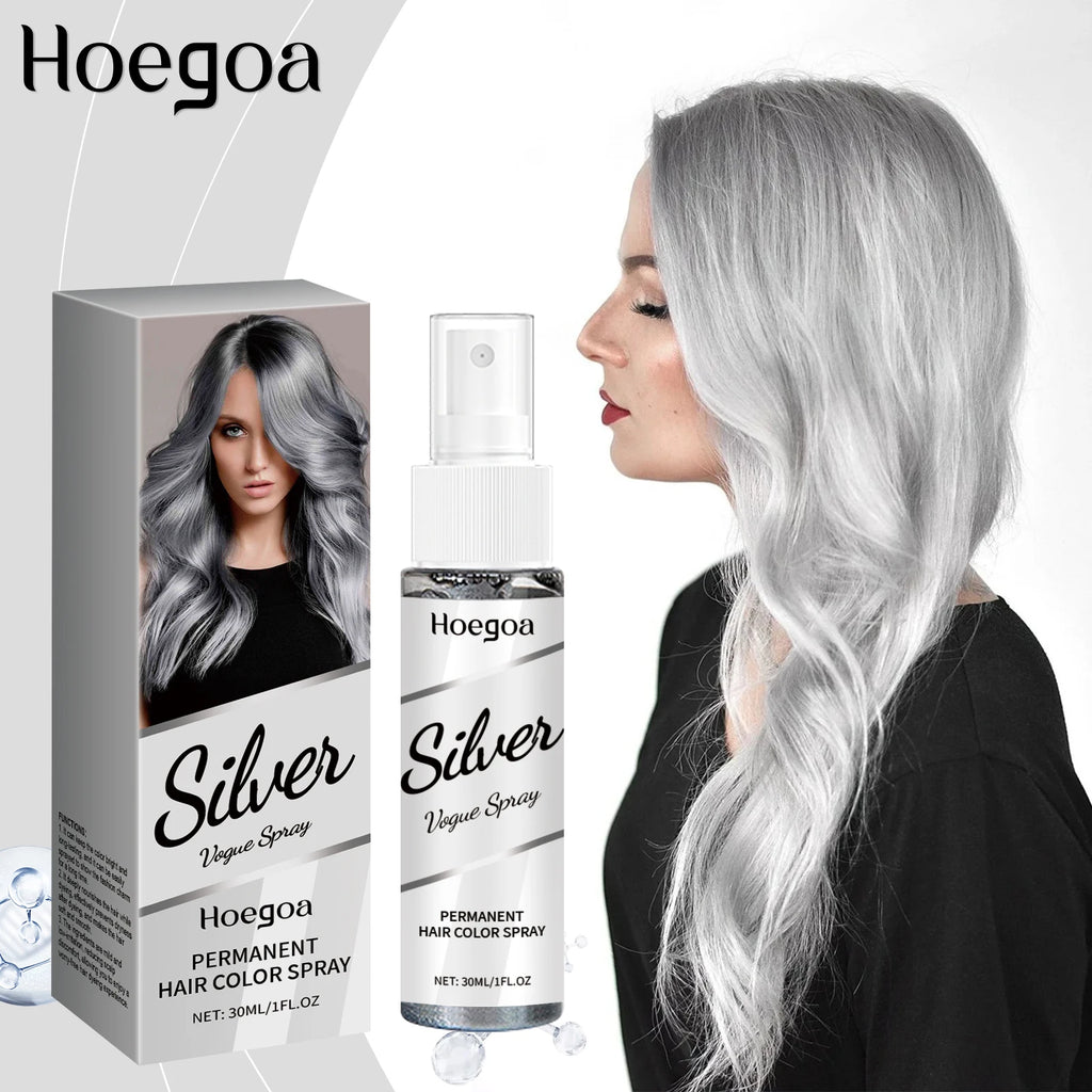 Silver Gray Hair Color Spray Long Lasting Color Gentle Formula Easy Application For Quick Styling Fashion Hair Dye Mist