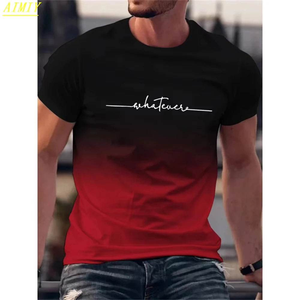 Casual Men's T-Shirts Spring Clothing Ombre Shirts Oversized Short Sleeve Tops Boys Tees Oversized Vintage T-Shirts For Mens