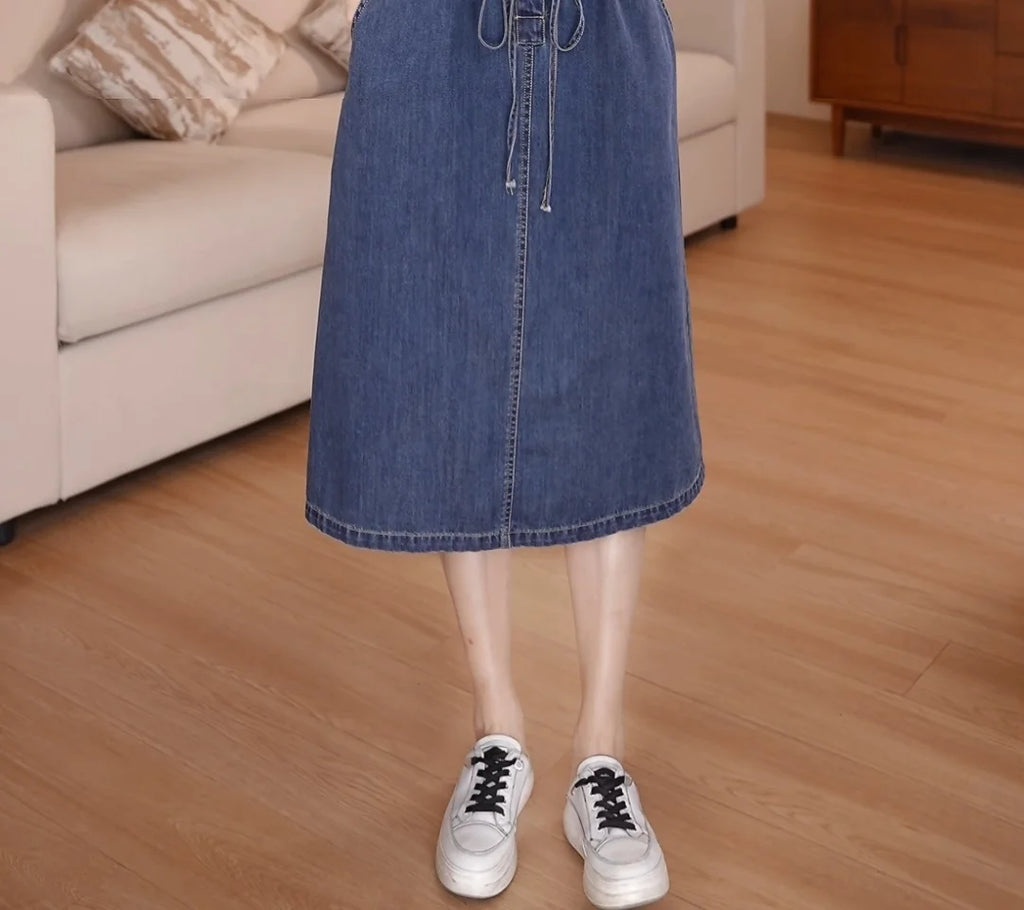 Denim Dress For women Summer 2026 New Female Single Breasted Short sleeved Slim Temperament Casual Dresses With pockets