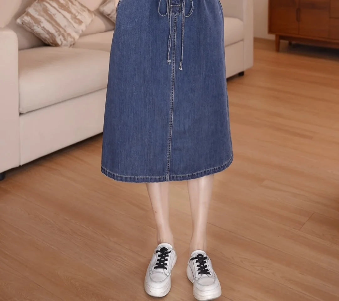Denim Dress For women Summer 2026 New Female Single Breasted Short sleeved Slim Temperament Casual Dresses With pockets