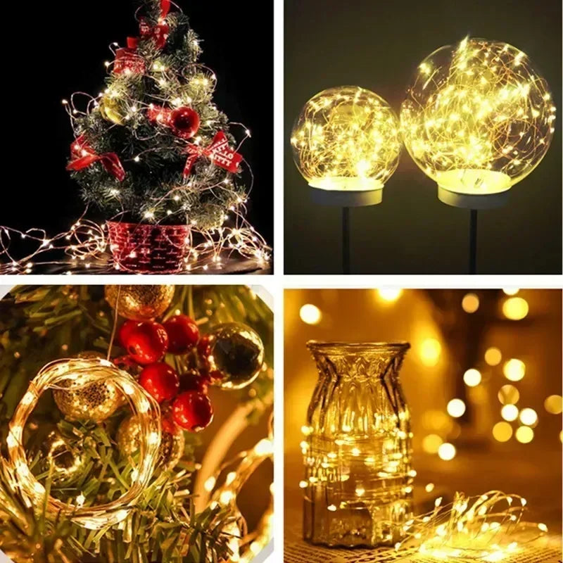 2~30M Ultra Long Solar String Fairy LED Light Outdoor Copper Waterproof Wedding Garland Decoration Garden Lights Party 8 Modes