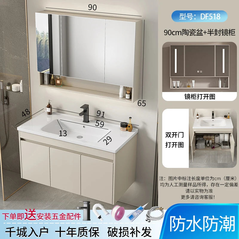 Wall Basin Bathroom Cabinet Set Sink Mirrors Shelves Bathroom Cabinets Storage Organizer Mobile Bagno House Accessories
