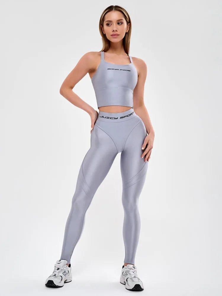 Gymdolphin Women's Solid Color Seamless Slim Fit Halter Fitness Pant Set 2026 Summer Fashion Sexy Yoga Sports Two-piece Set