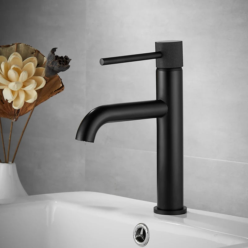 Basin Faucet Bathroom Sink Mixer Hot and Cold Brush Gold Faucet Brass Matte Black Decked Single Lever Water Tap