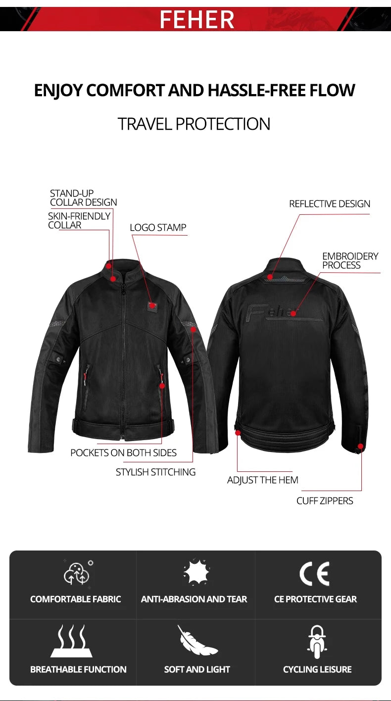 Men's Motorcycle Jacket Summer Clothing Anti-Collision Motorcycles Pants Motocross Off-road CE Protection Motocross Rider Coat