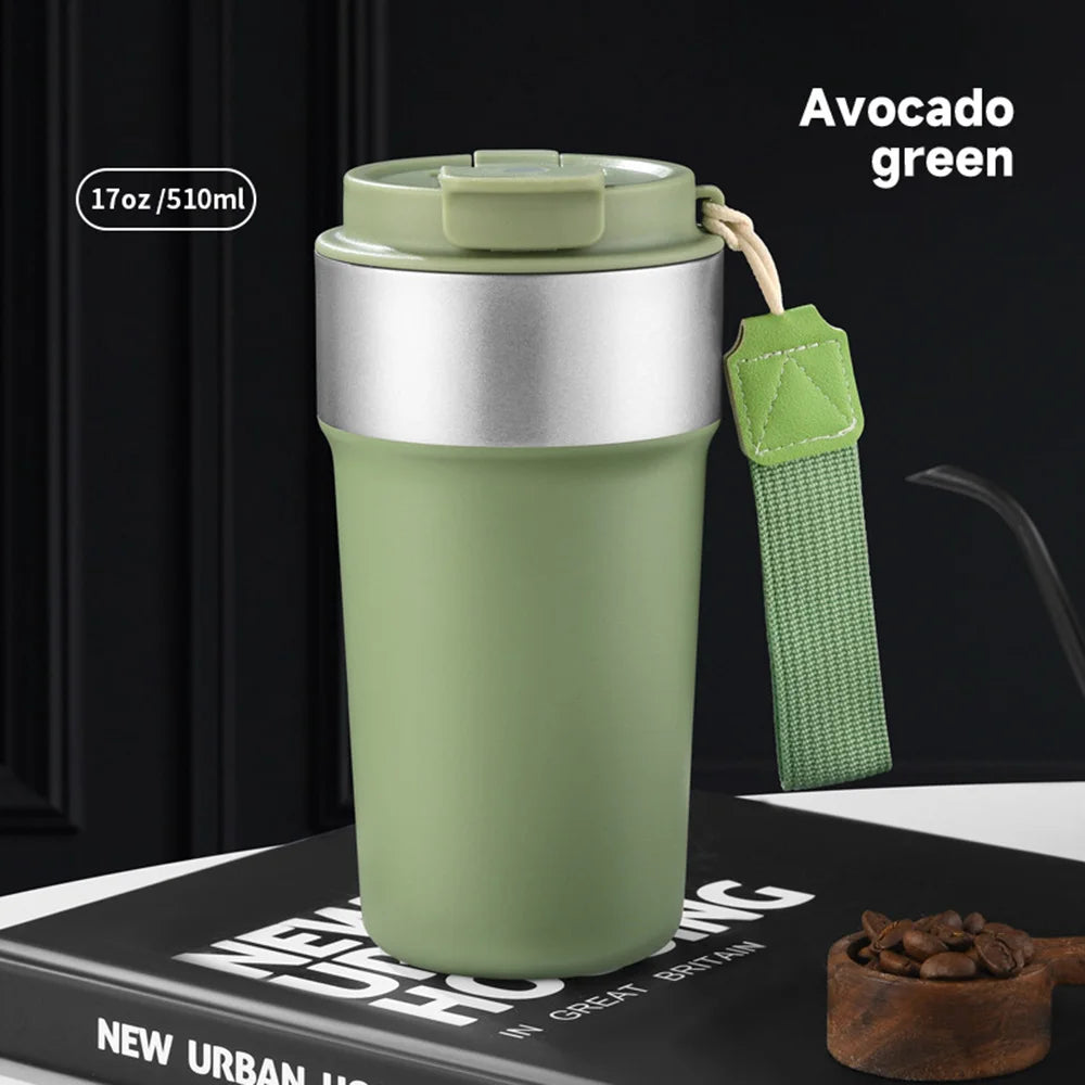17oz/510ml Insulated Cup 304 Stainless Steel Thermos Coffee Cup Leak-Proof Water Cup with Lid Travel Mug Keep Hot Cold