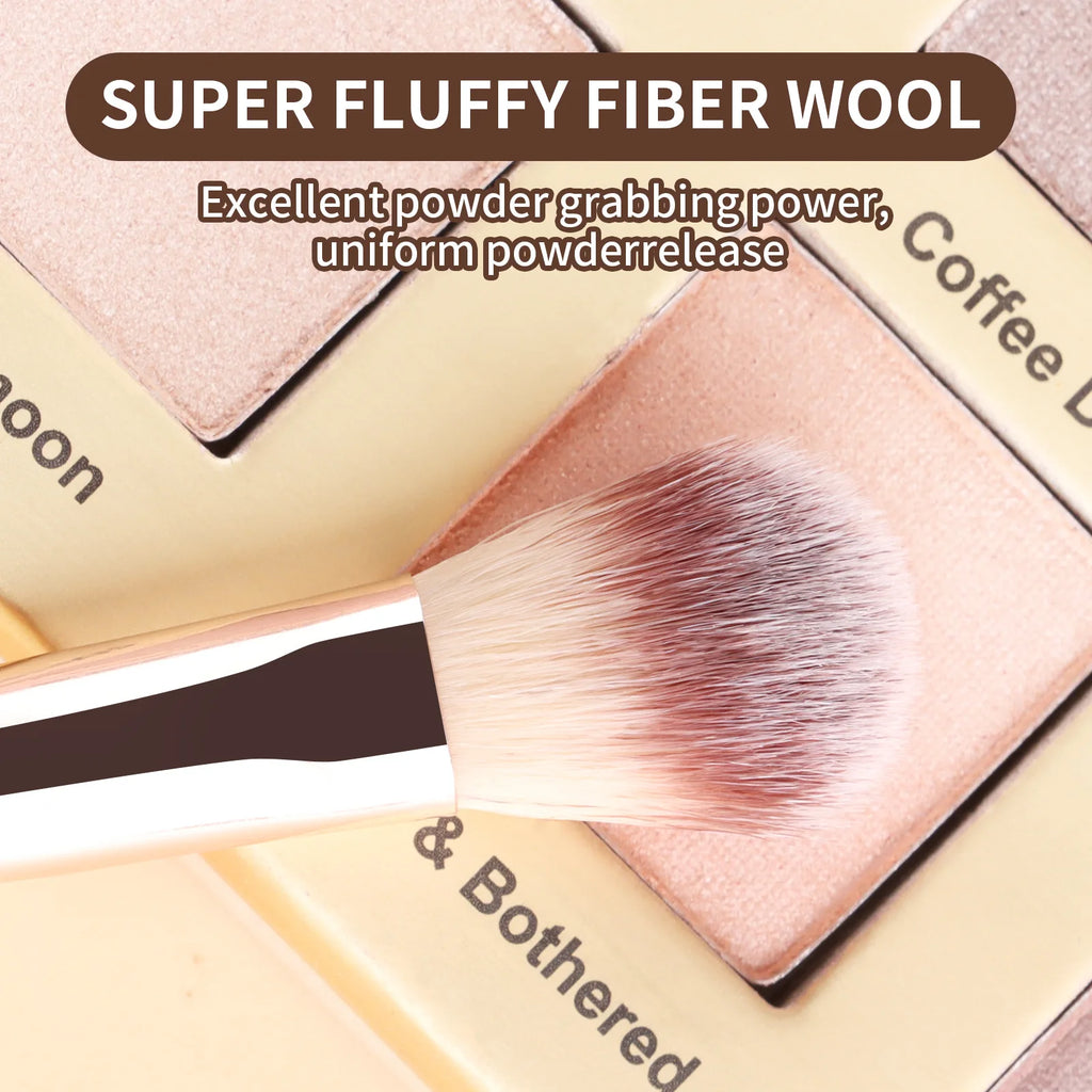 7 double-ended makeup brushes, loose powder brush, foundation brush, eyeshadow brush, eyebrow brush, soft hair beauty tool.