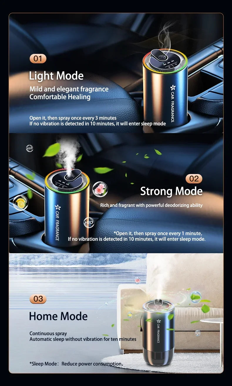 Car Air Freshener Smart Fragrance Diffuser 1000mAh Aroma Humidifier Starry Light Smell Distributor Interior Car Accessories
