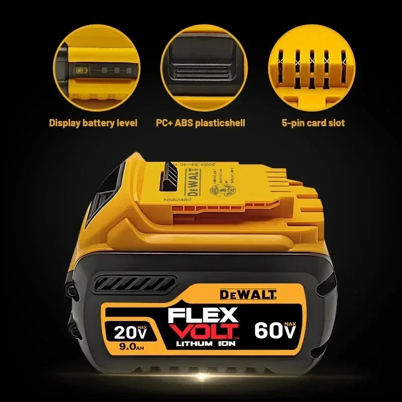 DeWalt Original 20V 60V 6Ah 9Ah MAX Battery Power Tool Replacement for DeWalt DCB184 DCB182 DCB205 DCB200 18Volt 20v Battery