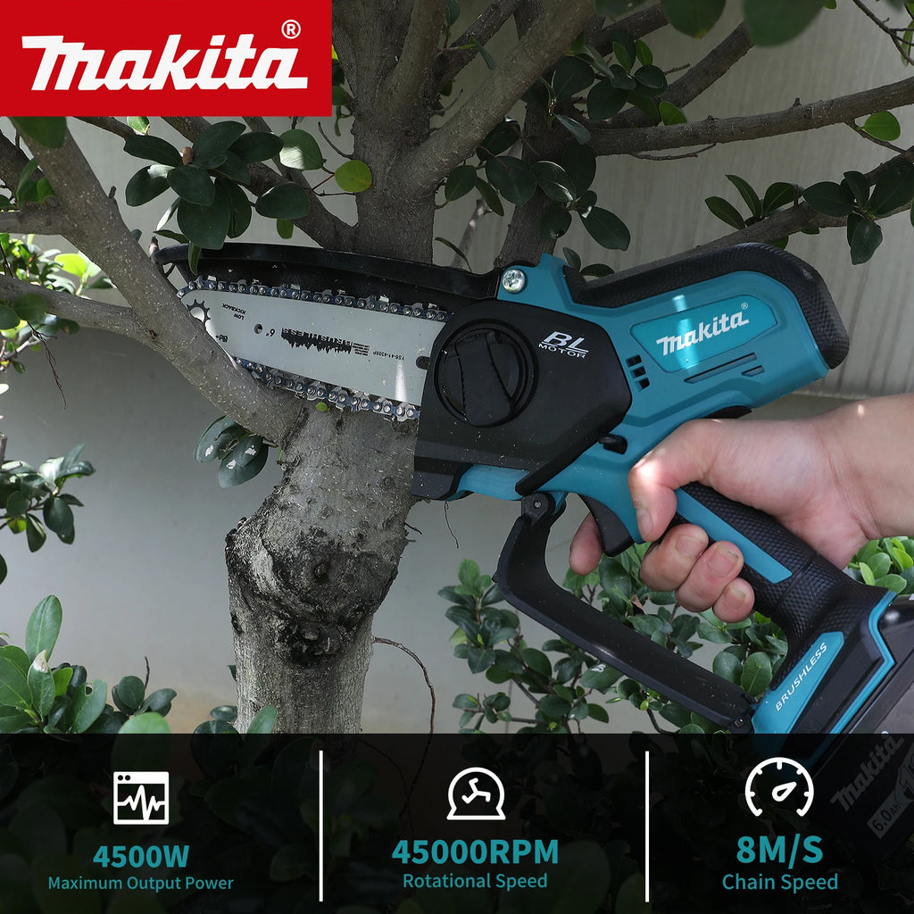 NEW 2026 Makita 8 Inch Handheld Chain Saw,Cordless 18V Power,Tool Free Adjustment,Auto Oiler for Tree Cutting Work