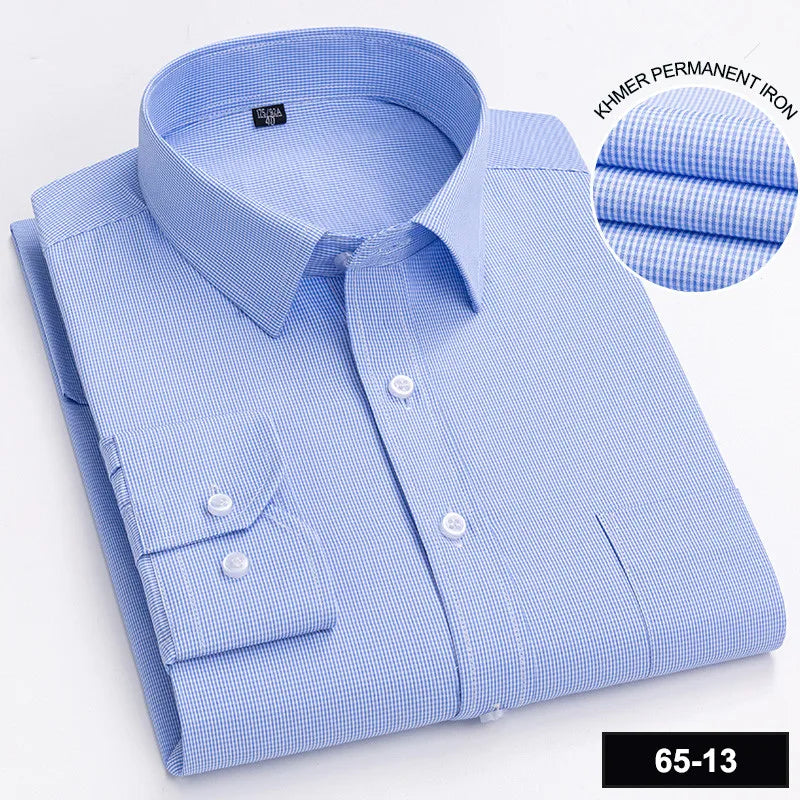 Men's Long Sleeve Shirt High-quality Fashion Casual Print Plaid Stripe Single Pocket Fit Business Formal Office Four Season Top