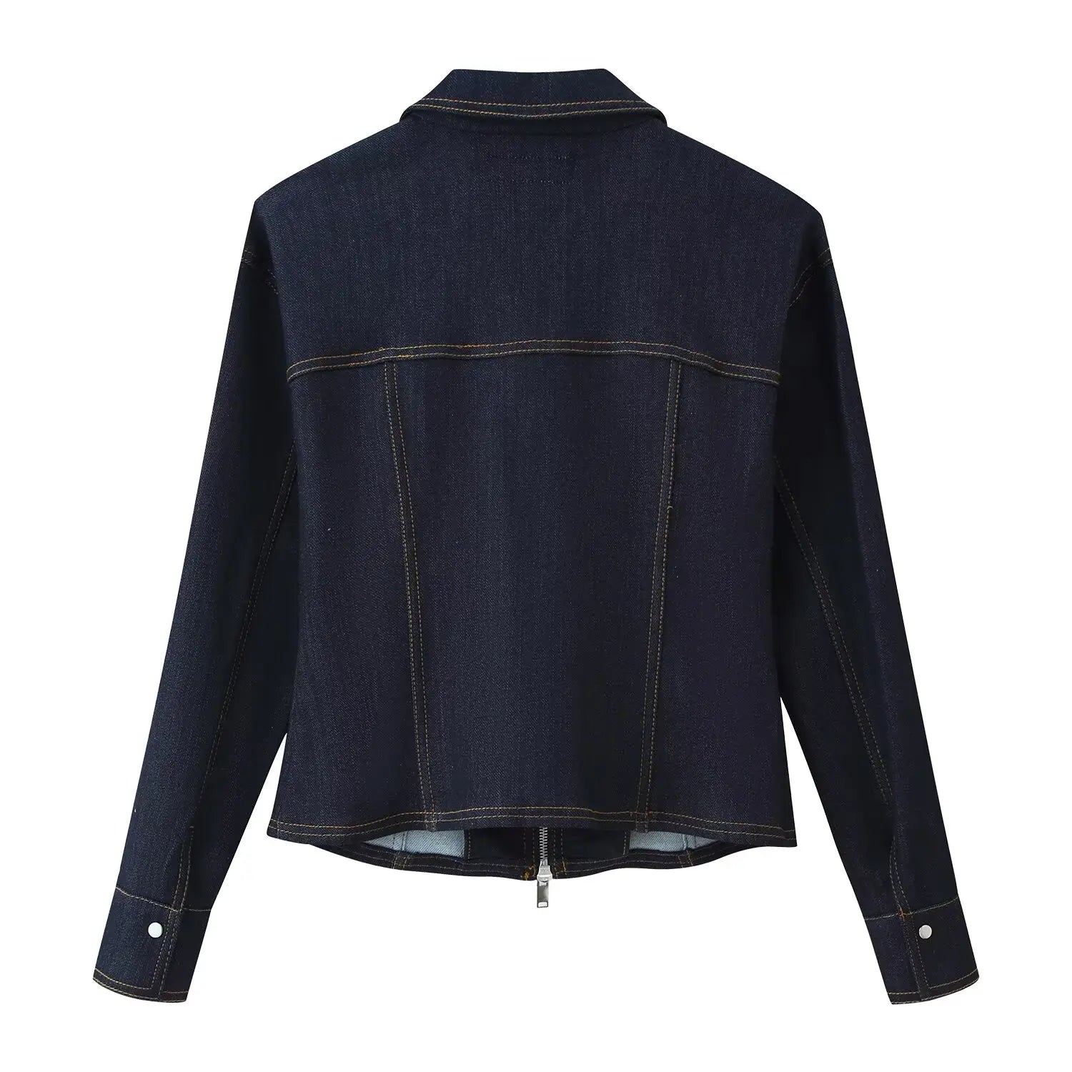 HH Women's Fashion Vintage Denim Suit Slim Lapel Long Sleeve Zipper Denim Cardigan Jacket+Mid-Rise Slim Zipper Long Jeans Mujer