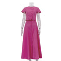 Two Pieces Women Dress Sets Solid Matching Sets Button Short Sleeves Top Empire Waist Ankle Length Skirt Loose Fit 2026 Summer