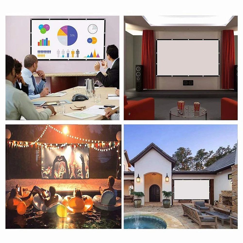 Simple Projector Curtain Home Set Theater Office 16:9 HD Display Projection Screen for Household Bedroom Accessories