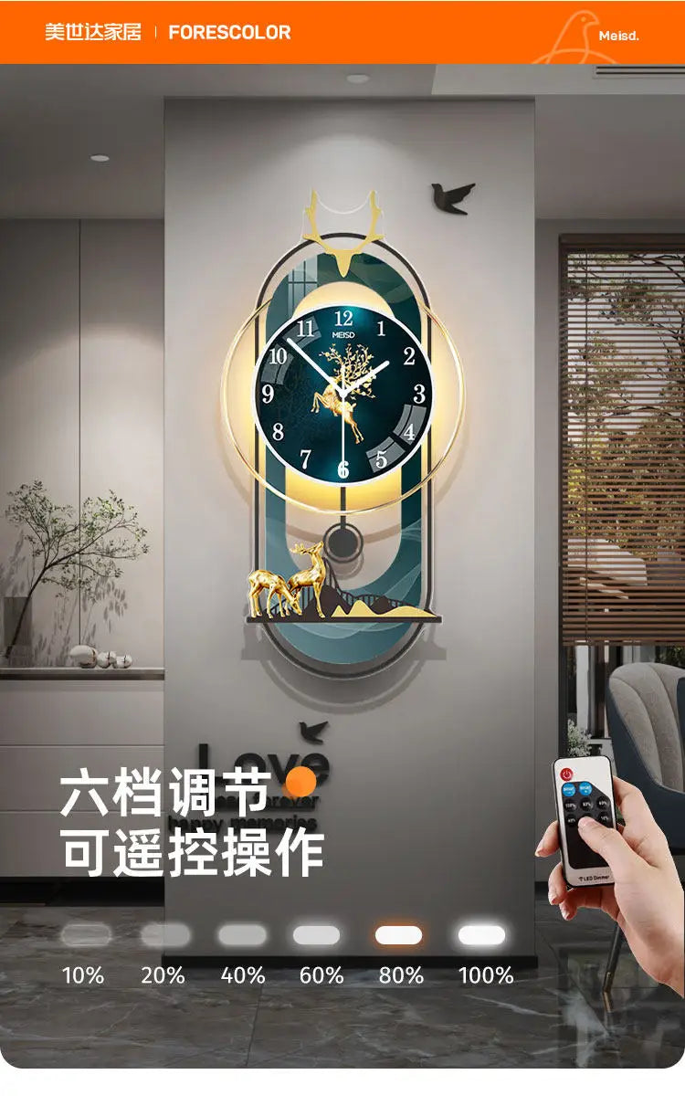 Luxury Wall Clock Living Room Modern Luxury Timepiece Creative Home Clock Wall Lamp Reloj Digital Pared Home Decoration Unusual