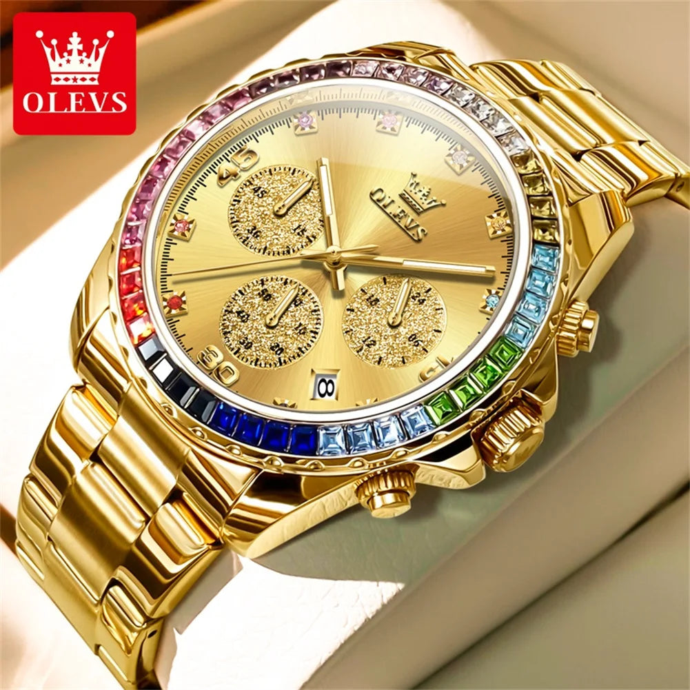 OLEVS 2939 Watches For Man Original Brand Multifunctional Quartz Watch Waterproof Luminous Stainless Steel Men Watches Reloj