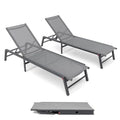 Aluminum Chaise Lounge Outdoor, Foldable Assemble-Free, 5-Adjustable Backrest, Gray/Beige, Lightweight Rust-Resistant for Pools