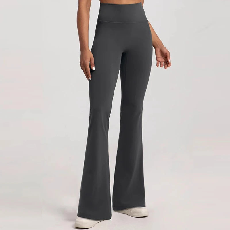 Women's High-Waisted Flared Pants Elastic Waist Cinching Hip-Lifting Casual Yoga Trousers for All Seasons Exercise Outdoor