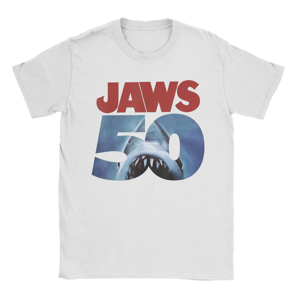 Jaws 50th Anniversary Logo Movie Graphic T Shirt Men Cotton Creative T-Shirt Round Neck  Tee Shirt Short Sleeve Tops New Arrival