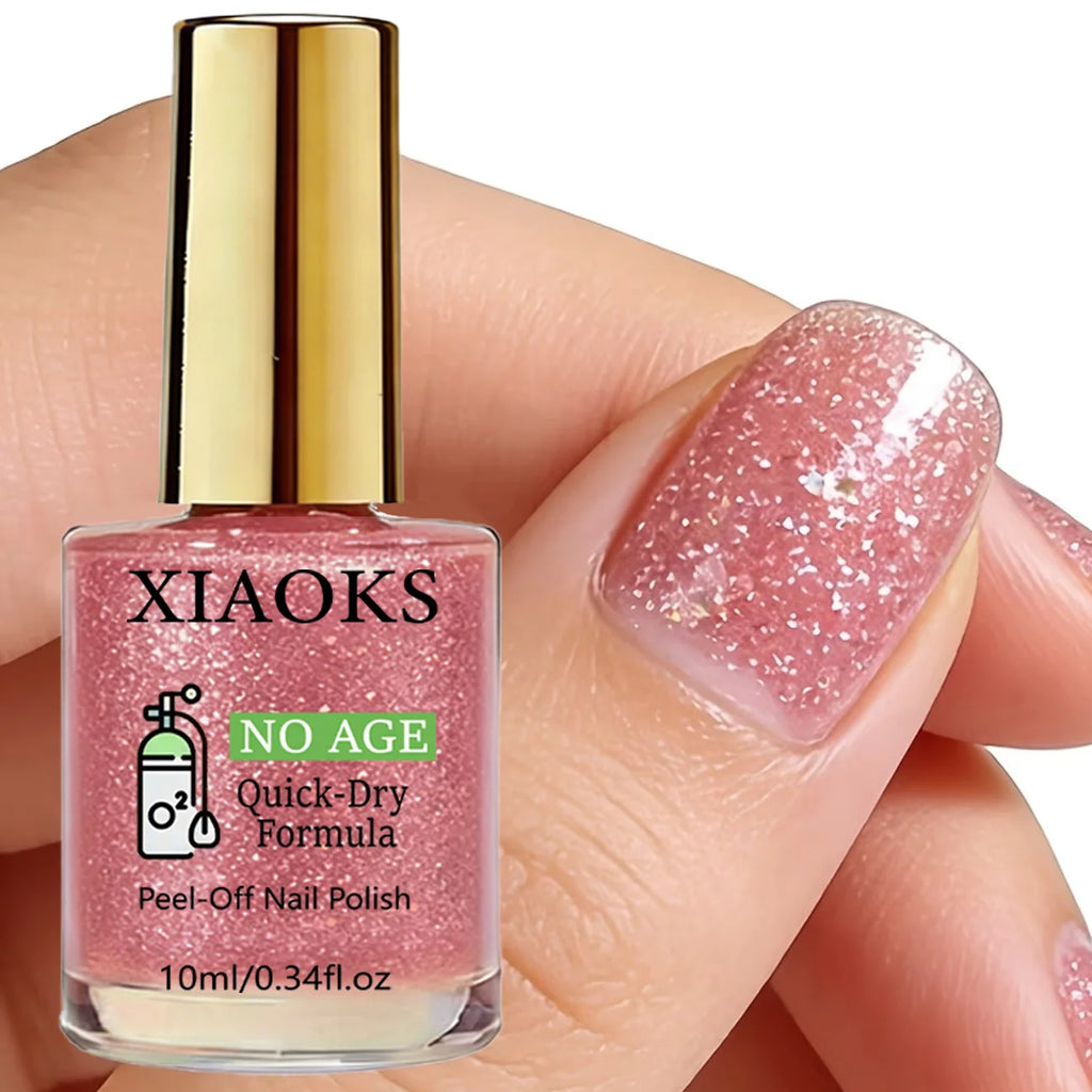 Rose Pink Glitter Nail Polish - Natural, Quick-Drying, No-Bake Formula, Long-Lasting Shine for Nails, Protects Thin and Soft Nails, Strengthens Nails, Enhances Beauty, Suitable for Holiday Gifts, Quick-Drying Nail Polish, Fas