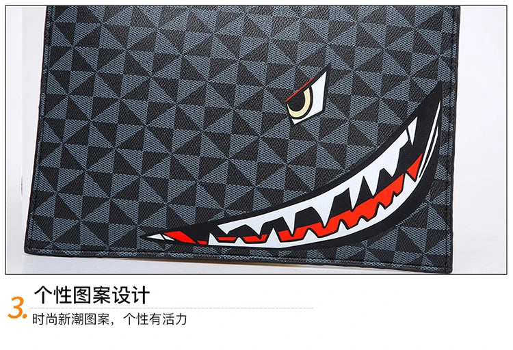 2026 New Men's Business Casual Clutch Bag Fashion Shark Print Envelope Bag Wallet Phone Bag Large Capacity Men's Gifts Pouch Pho
