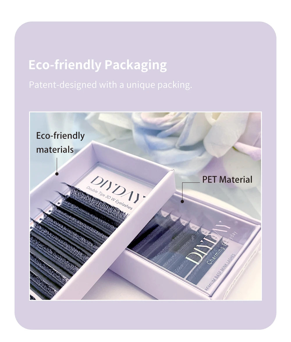 DIYDAY 3D W Lashes Extension 6D W Shaped Bloom Premade Eyelash Fans C D Curl Natural False Eyelashes for Extension Makeup