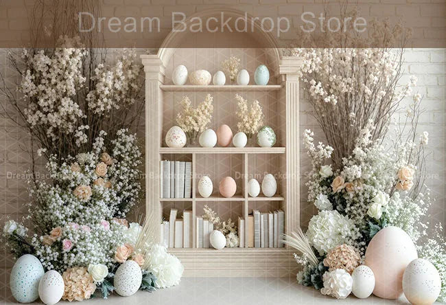 Spring Easter Background Photography Cute Rabbit Carrot Bunny Egg House Backdrop Decor for Kids Birthday Cake Smash Photo Studio