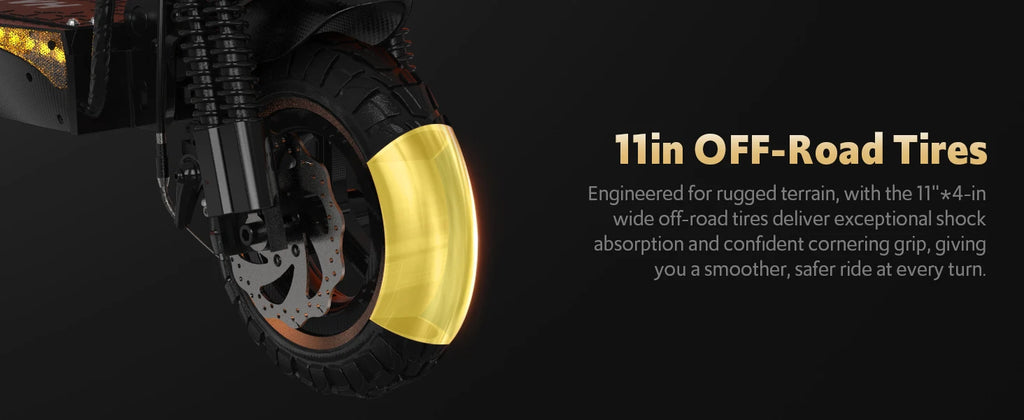 Off Road Electric Scooter, 1200W Motor, 25 Miles Range,11" All TerrainTire E Scooter for Adult, E-Scooter with Double Suspension &Side Light
