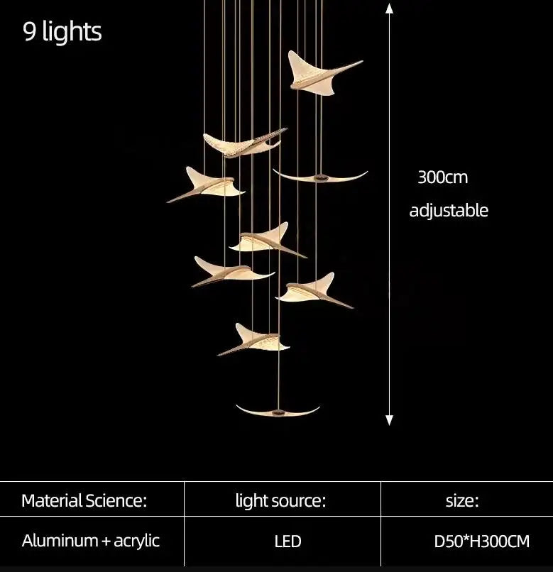 Modern Staircase Branch Chandelier New Luxury Home Hotel Iobby Decoration LED Indoor Lighting Customizable Chandelier