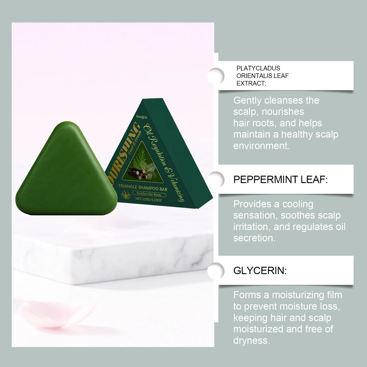 Triangle Green Hair Growth Soap Nourish Hair Roots Improve Dry Frizzy Damaged Hair Repair Regulate Grease Anti Hair Loss Shampoo
