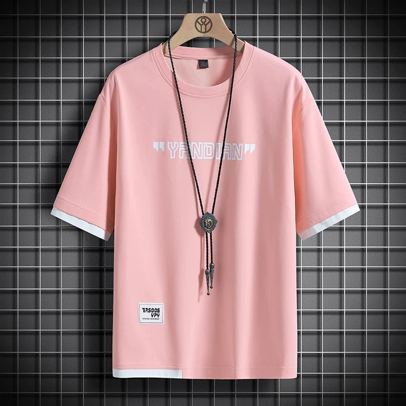 Hip Hop Loose Mens Streetwear T-shirts Casual Classic 2023 Summer Short Sleeves Black White Tshirt Tees Plus Oversize 5XL 6XL
