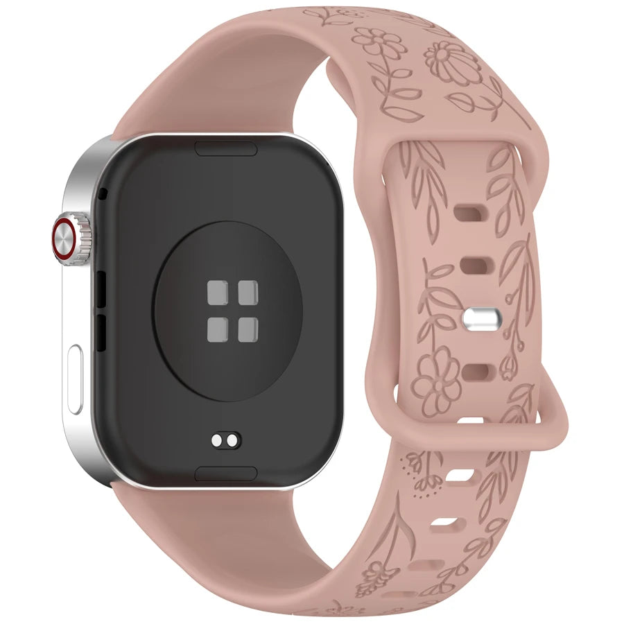 3D Carved Flowers Strap For Xiaomi Mi Smart Band 8 Pro/9 Pro/10 Pro Replacement Sport WristBand For Redmi Watch 4 5 6 Bracelet