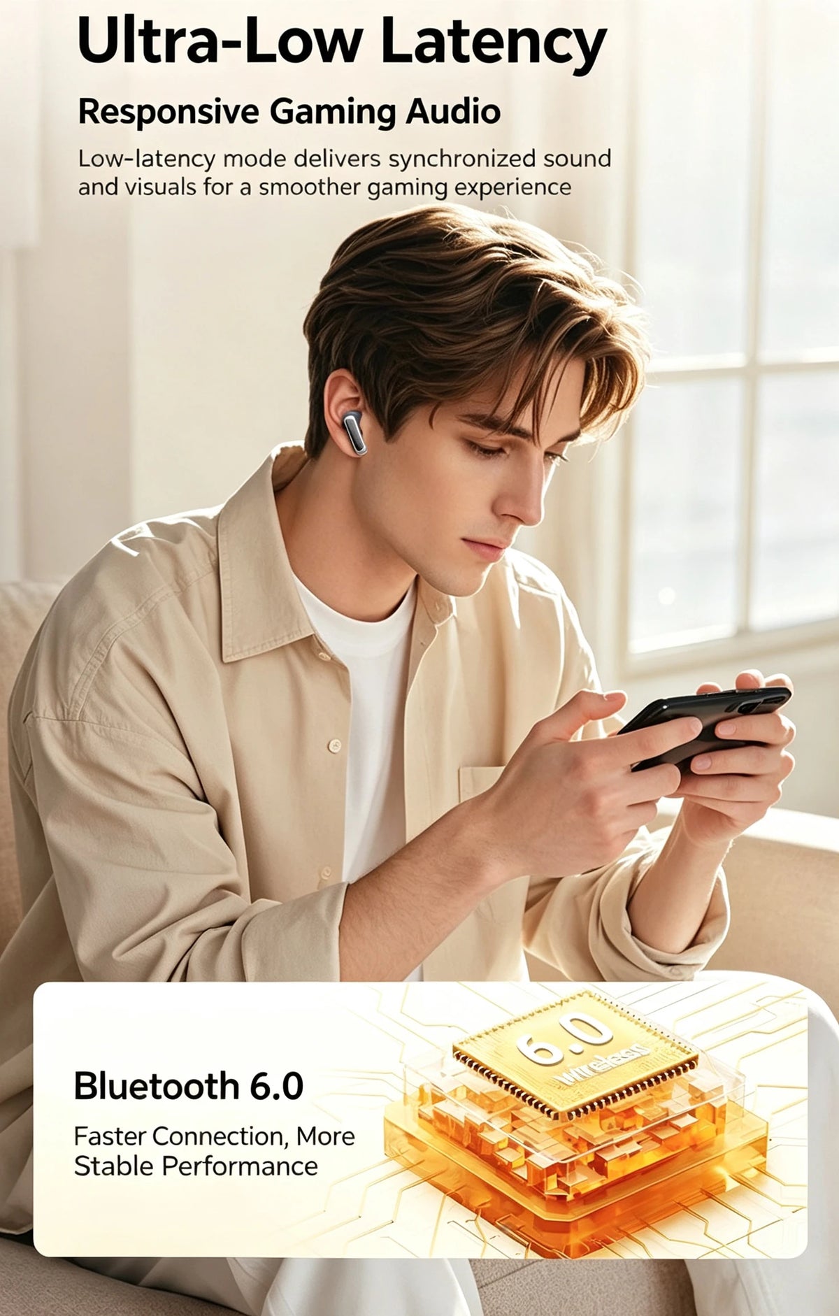 KC-902  Bluetooth V6.0 Earphones TWS in-Ear Wireless Headphones AI Translator Earbuds comfortable Ultra-light Earbuds