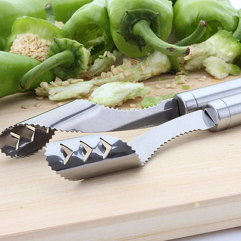 1/2PCS Vegetable Fruit Coring Tool Pepper Tomato Slicer Edge Rotating Cutter Corers Seed Remover Stainless Steel Kitchen Gadgets