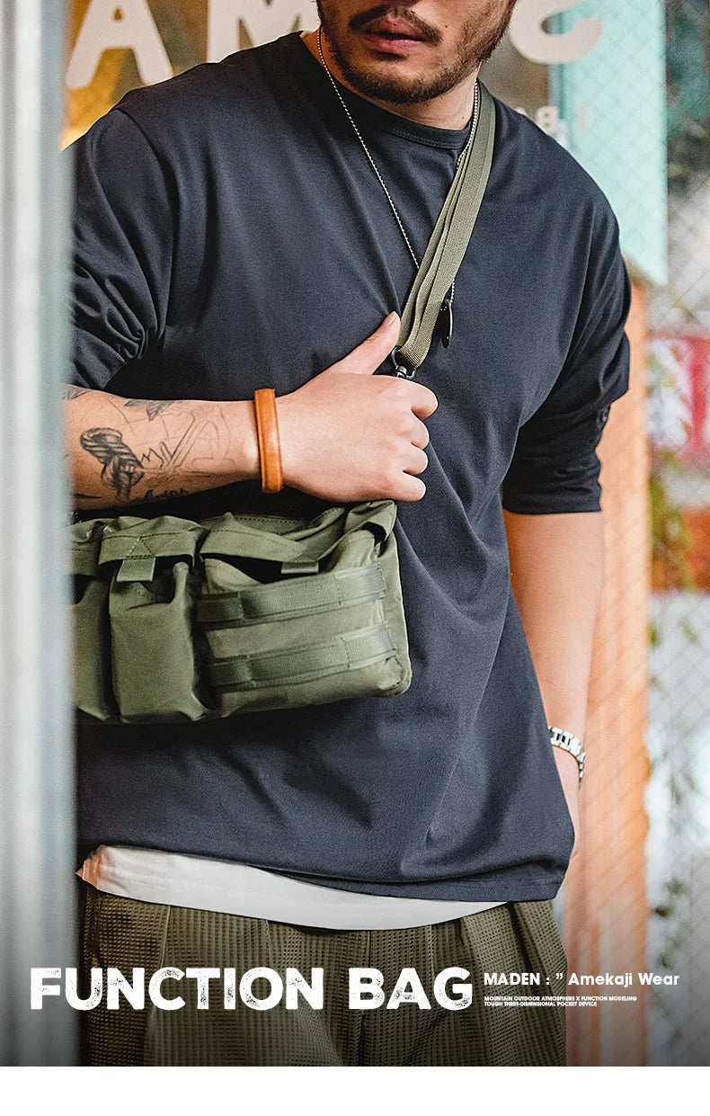 Maden 2023 New Japan Multi-Pocket Function Crossbody Bag Crossbody Outdoor Mountain Style Waist Bag Side Shoulder Men's Small