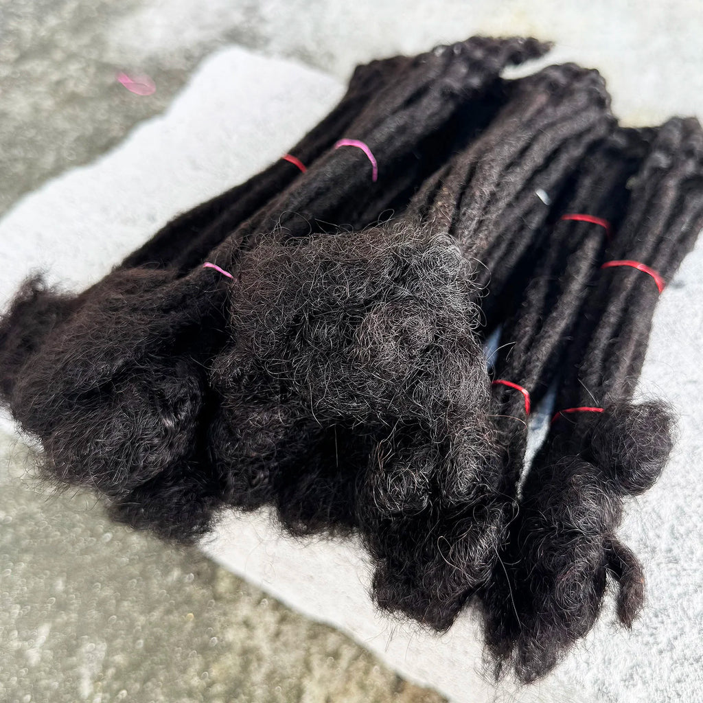 8-14inch 0.6cm Width Human Hair Dreadlock Extension with Curly Ends Handmade Permanent Locks Extension Can Be Dyed for Men/Women