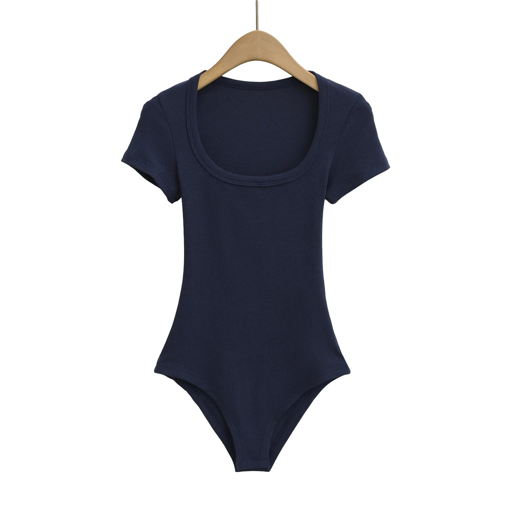 Slim Short Sleeve Women's Sexy Clothing Retro Jumpsuit Pullover Bodysuit Top Sexy Bodysuit