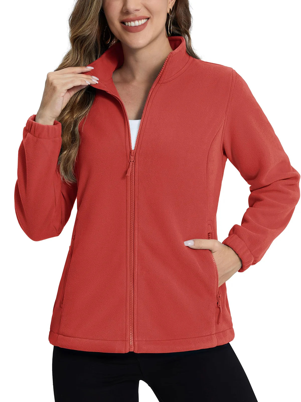 TACVASEN Women's Winter Fleece Jacket Lightweight Full Zip Sweatshirts Coat Casual Zipper Soft Warm Sweaters Outwear Female