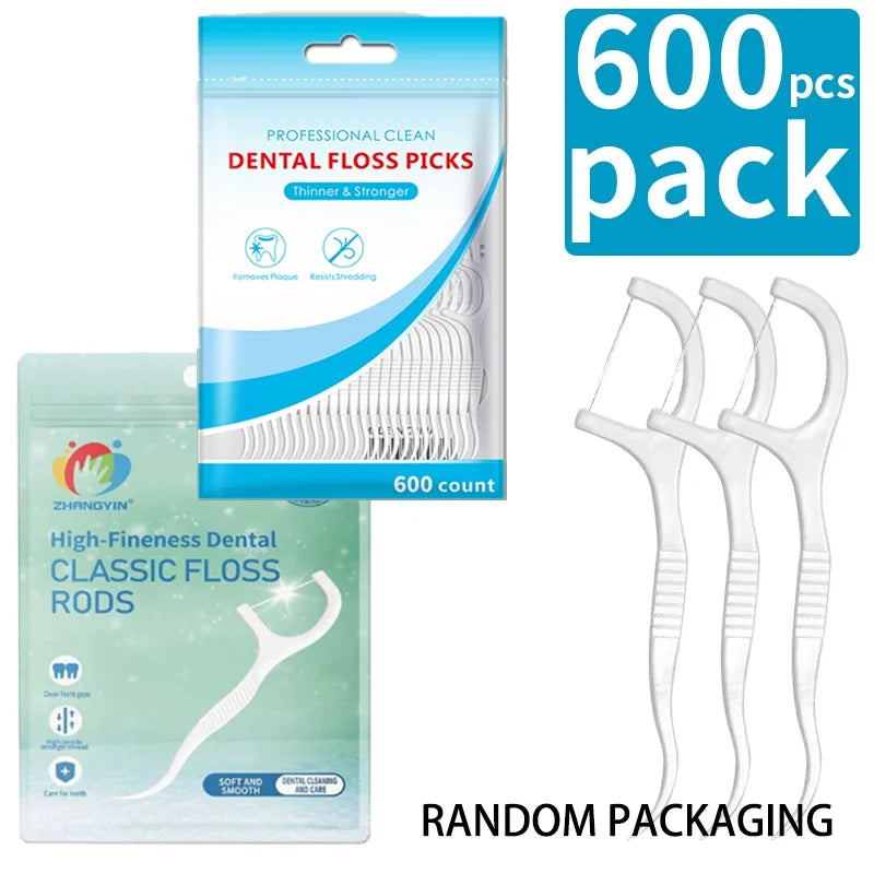 600/300/150/50pcs Ultra-Fine Toothpicks, Home Set, Portable and Disposable Care Floss- Deep Cleaning for Oral Care