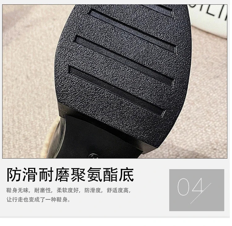 Winter Knee High Brown Long Boots Comfort Square Heel Zip Belt Buckle Platform Boots for Women  Plush Edge Warm Gothic Shoes