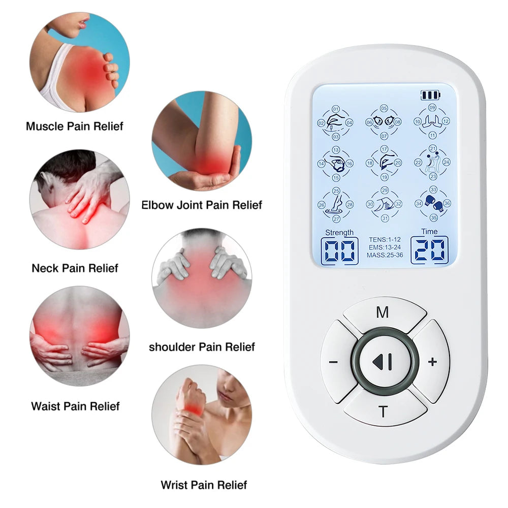 36 Modes EMS Pulse Electric Muscle Stimulator Body Massager Rechargeable Slimming Electronic TENS Unit Machine Pain Relief