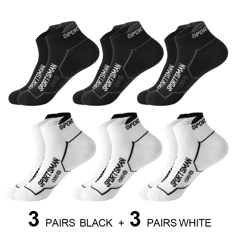 6 Pairs/Lot Spring Summer Men's Sports Running Socks Protective Ankle Socks Thin Breathable Deodorant Fitness Short Socks 38-44