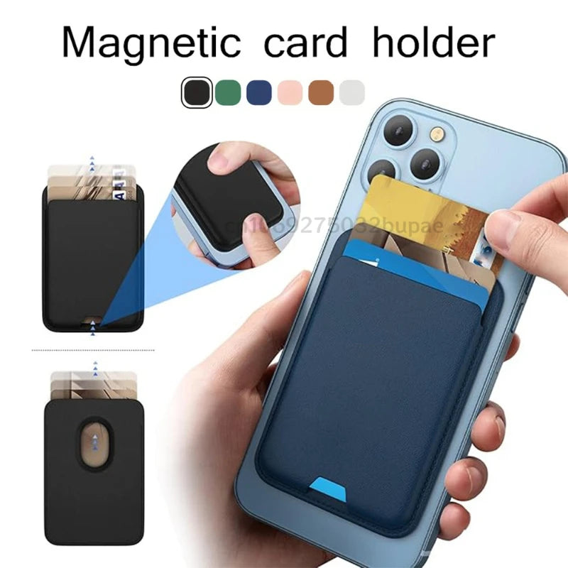 Thin Lightweight Magnetic Phone Card Holder Popsocket MagSafe Phone Wallet Magnetic Leather Card Holder for Travel Daily Commute