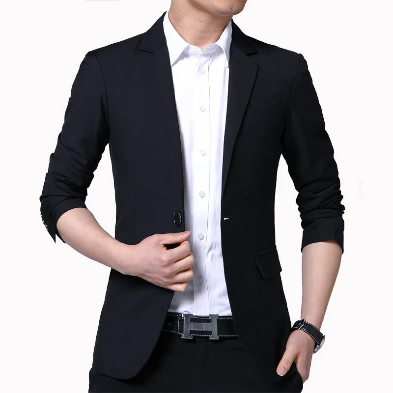S-7XL New Business Dinner Gentleman Slim Gentleman Group Dress Fashion Men British Style Dress Best Man Solid Color Blazer