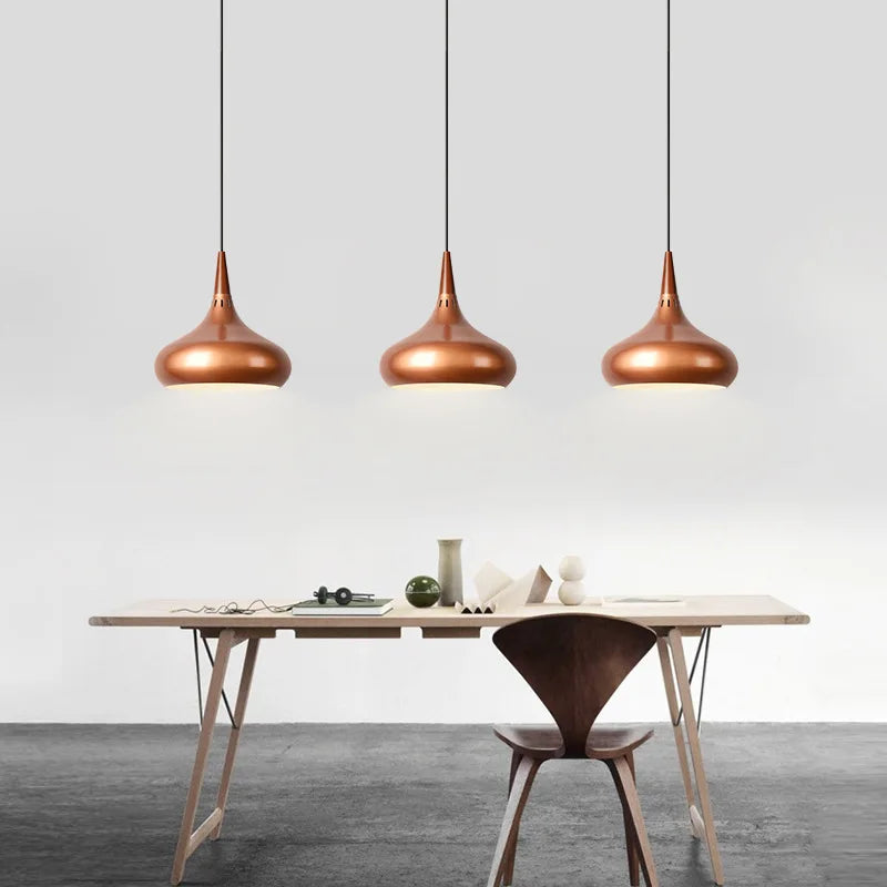 GEW Nordic Modern Funnel Pendant Light Wood Aluminum E27 Multi Color Hanging Lamp for Dining Kitchen Island Bedside