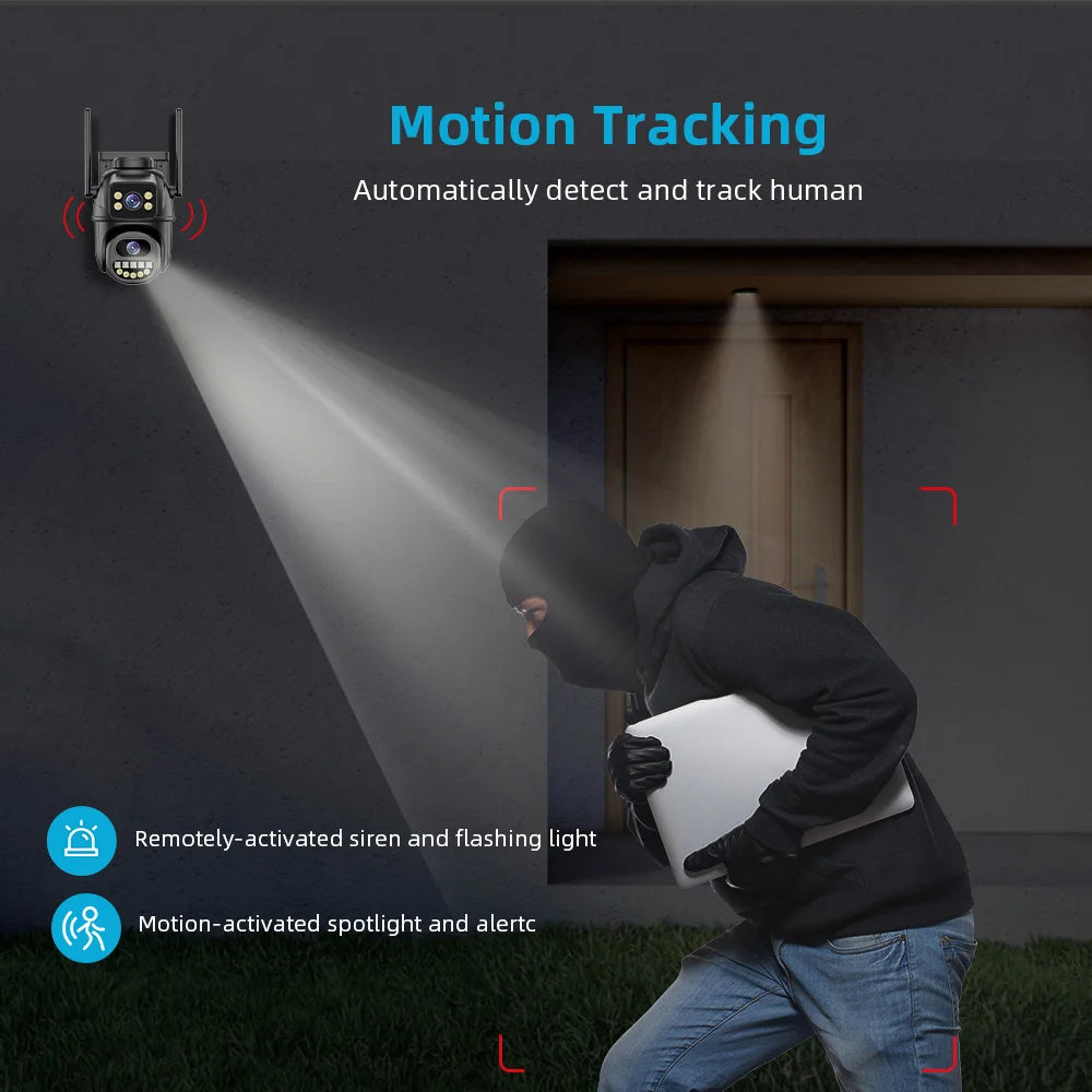 4K 8MP Security Camera 5X Zoom Dual Lens Dual Screen Outdoor WiFi Home Protection 6MP IP PTZ CCTV Video Surveillance Camera