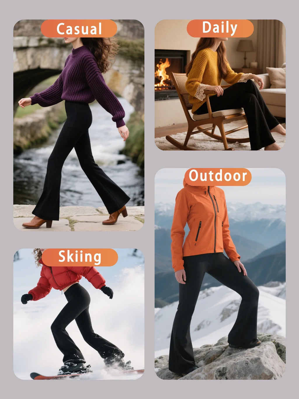 High Waisted Fleece lining Flare Leggings for Women - Super Soft Pants with Tummy Control, Perfect for Yoga Practice