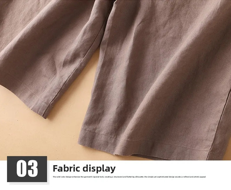 Casual Linen Wide Leg Short Pants Women Summer Loose Fit Thin Cotton Linen Five-Point Pure Color Versatile High Waist Shorts