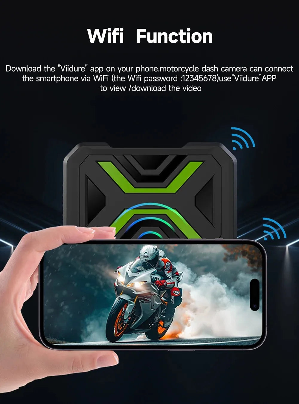 JIUYIN Dual 1080P Motorcycle DVR Full Body Waterproof Moto Camera WiFi Dash Cam Front Rear Driving Video Recorder Black Box
