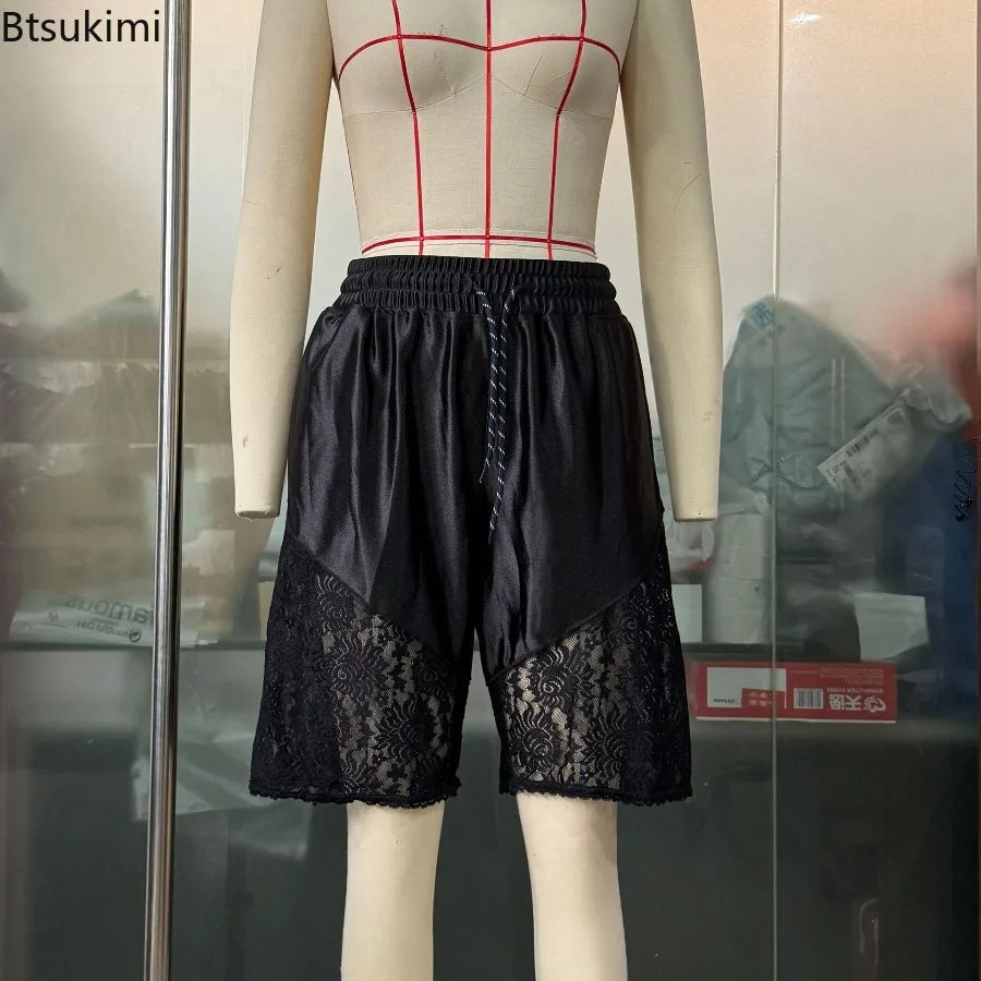 New Arrival Women's Drawstring Loose Casual Shorts Fashion Lace Splicing Sports Pants Summer Comfort Versatile Shorts Streetwear